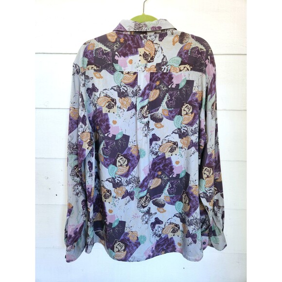 Men’s Colorful Flowers and Butterfly Shirt Eclectic Button Down Italy XL - Picture 3 of 5